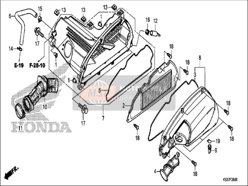 Honda SH300AS 2019 Luchtfilter voor een 2019 Honda SH300AS